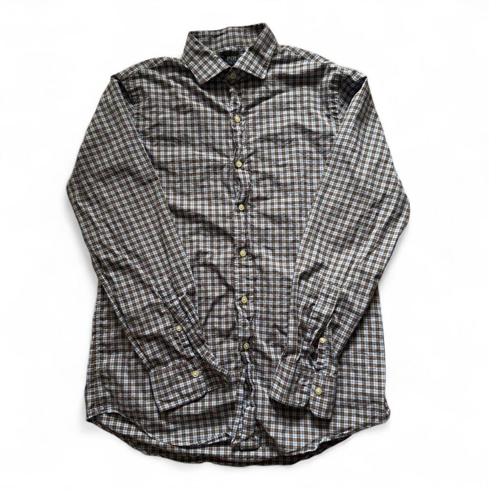 POLO RALPH LAUREN Brown Blue Plaid Button-Up Shirt
